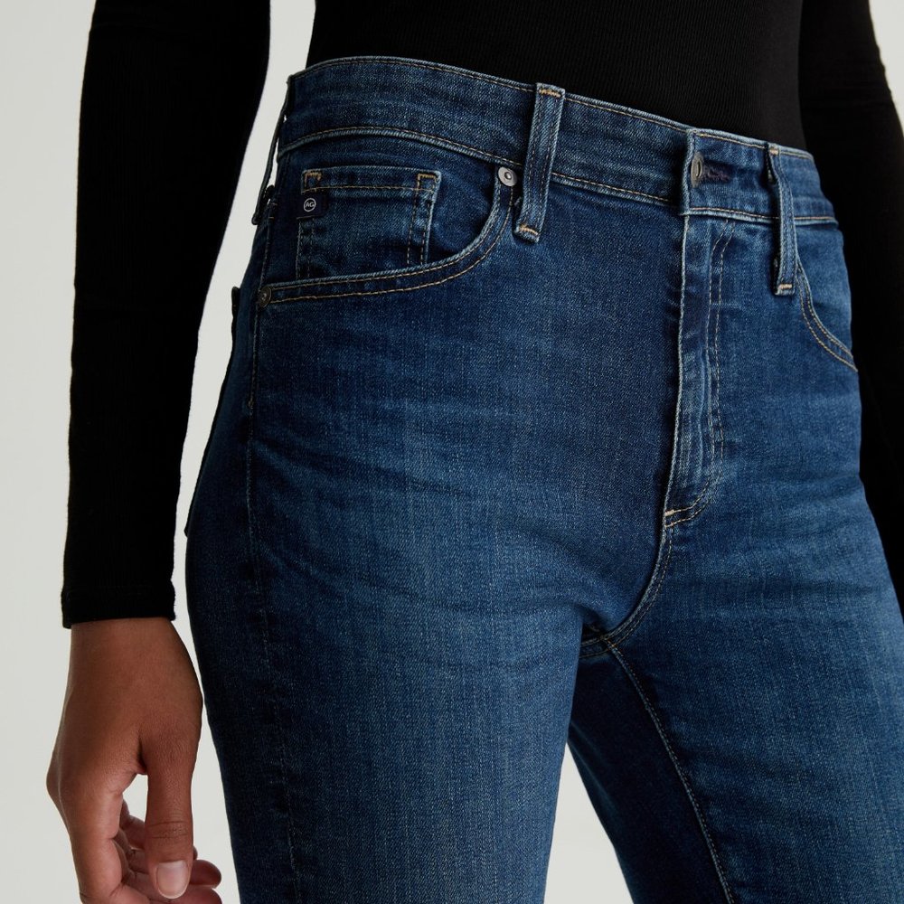 NEW AG Jeans Farrah Unhemmed Bootcut Denim Jeans - High Rise in Indigo 252 - Picture 5 of 9